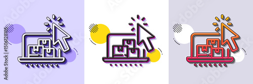 Online storage line icon. Halftone dotted pattern. Gradient icon with grain shadow. Internet delivery sign. Mobile device service symbol. Line online storage icon. Various designs. Vector