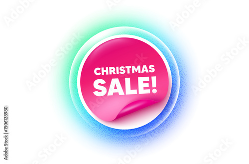 Christmas sale sticker blue gradient. Paper offer price tag. Christmas Sale tag. Special offer price sign. Advertising Discounts symbol. Sticker label. Grain dots effect. Vector