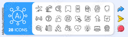 Teamwork business, Headhunter and New products line icons. Interest rate, AI generate, Inflation icons. Pack of Inspiration, Energy growing, Loan icon. Vector
