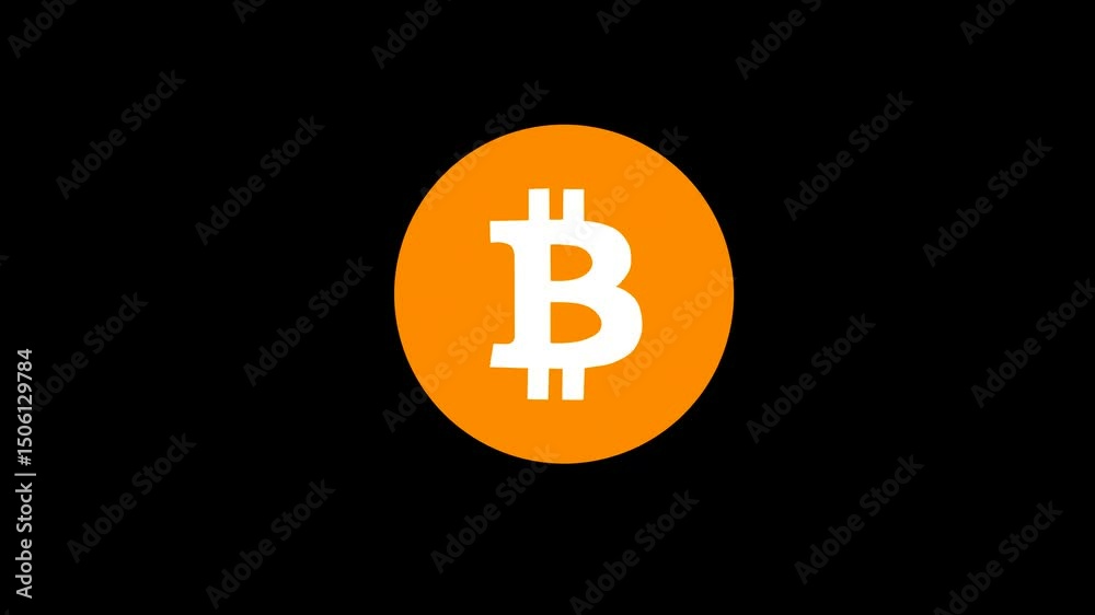 glitch effect bitcoin crypto currency logo animated on black background