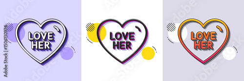 Love her line icon. Halftone dotted pattern. Gradient icon with grain shadow. Sweet heart sign. Valentine day symbol. Line love her icon. Various designs. Vector