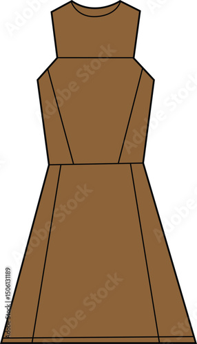 Icon Name: sleeveless-dress-icon Title: Brown Sleeveless Dress with Fitted Bodice – Elegant Fashion Silhouette