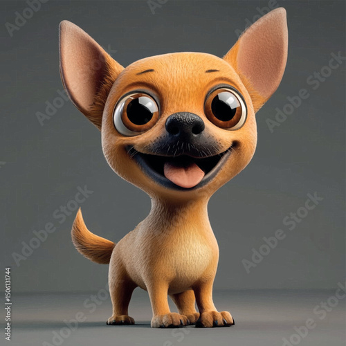 Happy Cartoon Puppy with Playful Poses for Animation