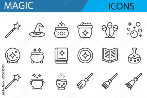 Collection of Witchcraft and Sorcery Icons for Magic-Themed Projects