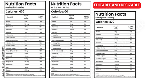 nutrition facts, nutrition facts label, vitamin facts, nutrition fact template