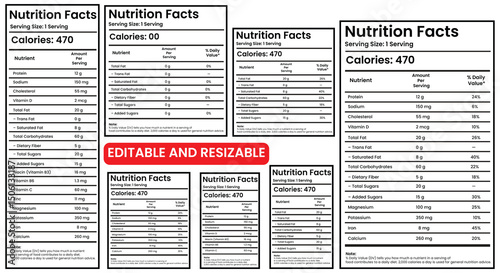 nutrition facts, nutrition facts label, vitamin facts, nutrition fact template