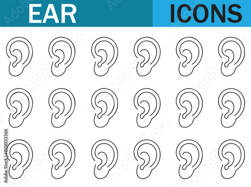 Human Ear Sketches - Various Ear Shapes and Design Elements
