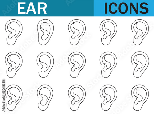 Ear Illustration Set - Various Hand-drawn Ear Shapes