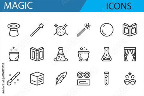 Set of Magic Icons for Fantasy, Wizardry, and Enchantment Design