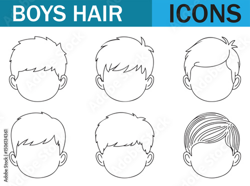 Boy's Haircuts Collection - Hand-drawn Sketches of Hair Styles