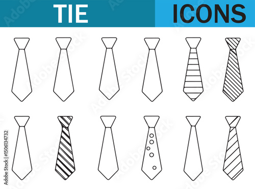 Fashionable Tie Illustrations - A Collection of Different Necktie Patterns