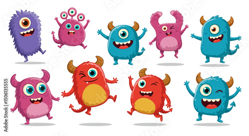 Cute Monster Characters Fun Cartoon Illustrations for Kids