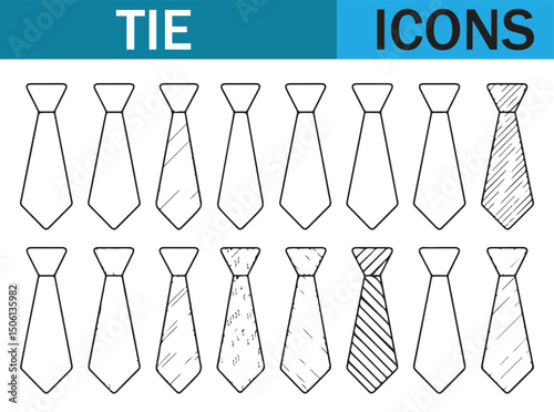Hand-drawn Tie Illustrations - Various Necktie Styles and Patterns