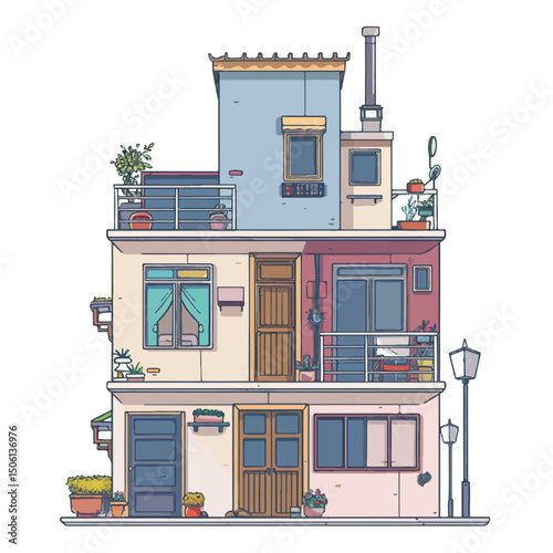 A cute house model of Sustainable Homes vector illustration