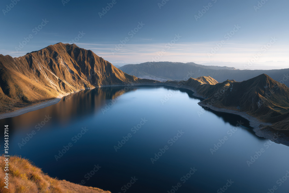 stunning volcanic caldera in ecuador during golden hour light showcasing natural symmetry stunning volcanic caldera in ecuador during golden hour light showcasing natural symmetry