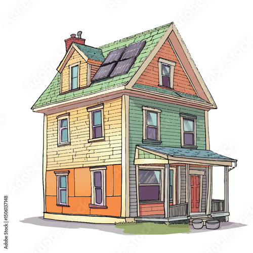 A cute house model of Sustainable Homes vector illustration