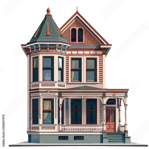 A cute house model of Victorian house vector illustration