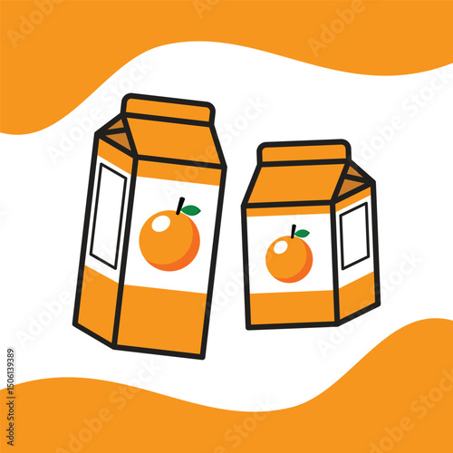 A fun and colorful illustration of two orange and white juice cartons featuring an orange graphic. The design is clean and playful, perfect for summer-themed projects, food and beverage promotions