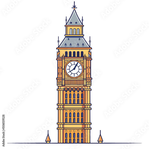 A cute of Big Ben vector illustration