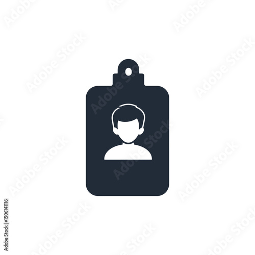 Minimal ID badge icon with user silhouette, representing access, identity, login credentials, or employee identification icon