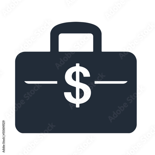 Money case icon with dollar sign and latch, symbolizing secure funds, business capital, and investment assets icon