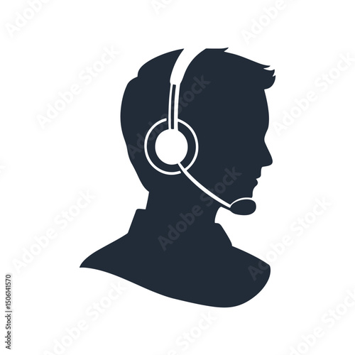 Fotografie Profile icon of a person with a headset and microphone, representing customer su