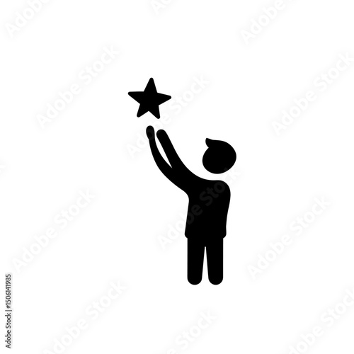Achievement icon of a person reaching for a star, representing success, ambition, and aspiration