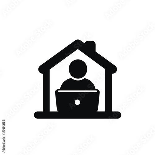 Person working on a laptop inside a house, symbolizing remote work, home office, telecommuting, freelancing, distance learning, or digital workspace