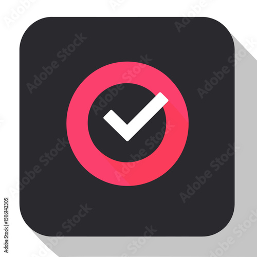 Modern app icon with a circular checkmark, representing approval, completion, confirmation, success, task done, positive result, and verification