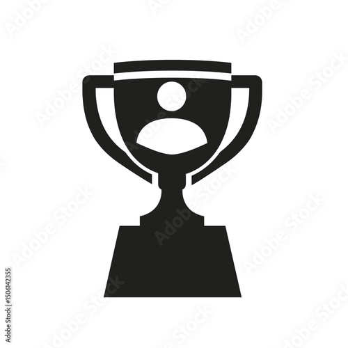 Stylized trophy with a person figure, ideal for achievement, personal success, award, winner, recognition, champion, honor, leadership, or excellence