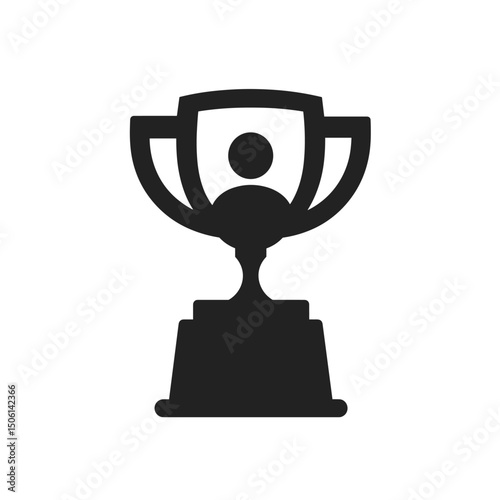 Trophy cup with a person silhouette in the center, symbolizing personal achievement, award, excellence, success, leadership, and outstanding performance