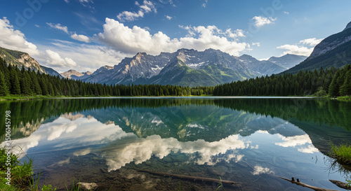 Beautiful lake with mountains in the background