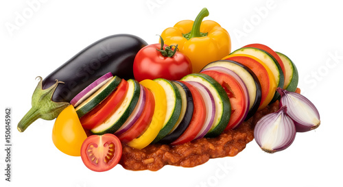 Vegetable ratatouille with eggplant, tomato, pepper and zucchini