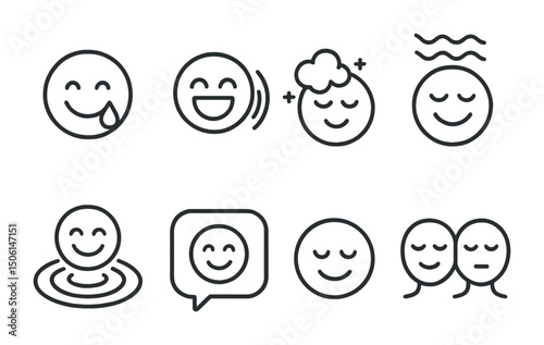 Emoticons and emotion line icons set – linear, outline, smiley and mood symbols