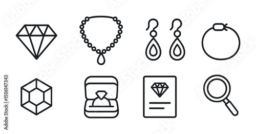 Jewelry and accessories line icons set – outline, fashion, luxury symbols