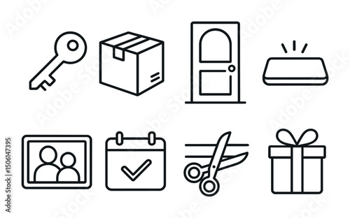 Home and office line icons set – outline, flat, everyday essentials symbols