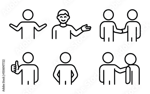 Communication and interaction linear icons set – outline, conversation symbols
