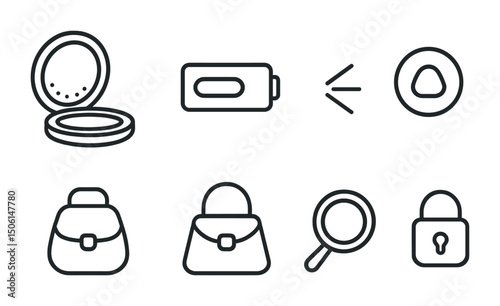 Fashion and beauty outline icons set – sleek, linear, style and accessories symbols