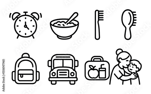 Back to school outline icons set – linear, educational, learning symbols