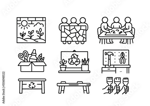 Recycling and sustainability line icons set – outline, eco, environmental symbols