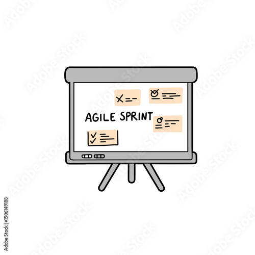 Whiteboard with Agile Sprint notes and annotations 