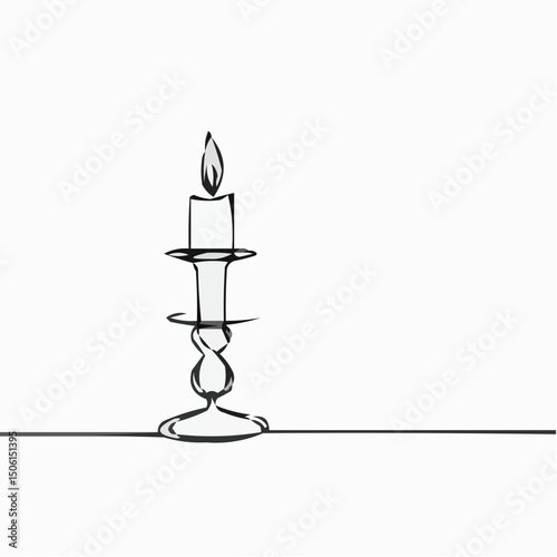 Simple candle illustration in minimalist style on white background  