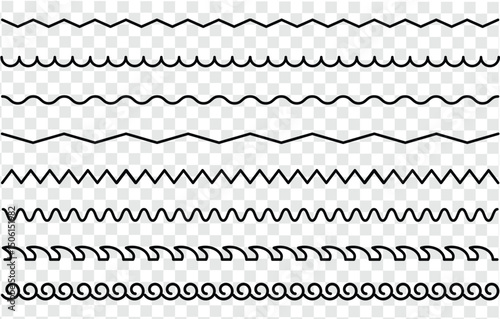 A collection of wave-like designs. An ornamental pattern featuring waves. A set of wavy, zigzag lines. A thin line background composed of waves. A vector illustration eps 10