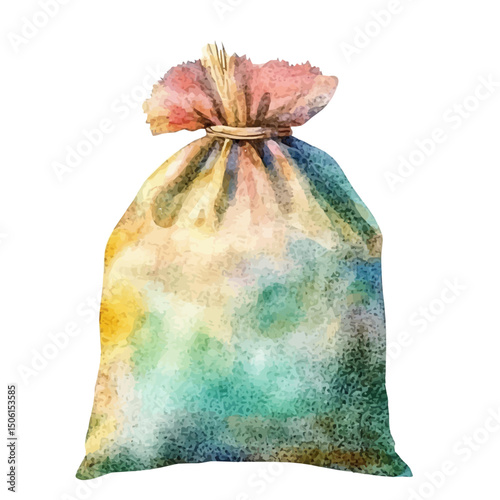 Fertilizer Bag, watercolor clipart vector, high quality, isolated on a white background.
