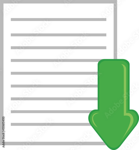 vector illustration computer file and arrow pointer down direction, in download document icon concept