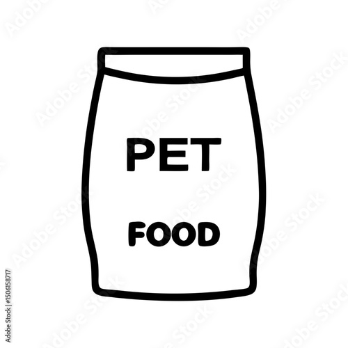 Simple graphic of a pet food bag with clear labeling, icon, vector  