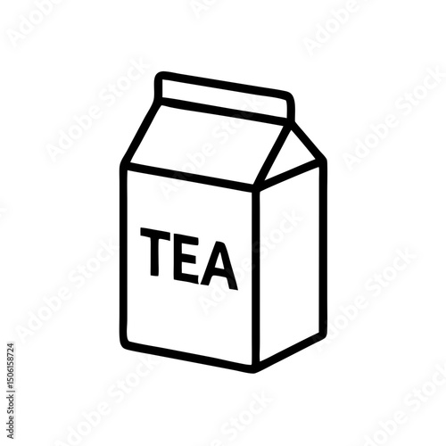 Standard closed tea box in minimalistic black and white design, icon, vector  