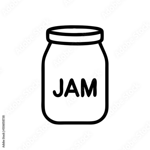 Glass jar of jam with label on transparent background, icon, vector 