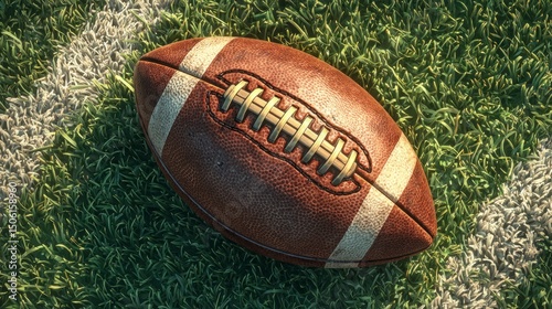 American Football on Grass Field Sports Equipment and Game Background
