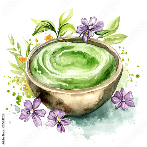 Facial Scrub, watercolor clipart vector, high quality, isolated on a white background.